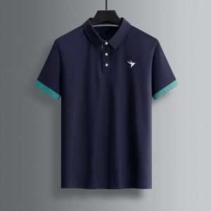 Mens-Polo-Shirt-Ionic-Ribbed-Navy